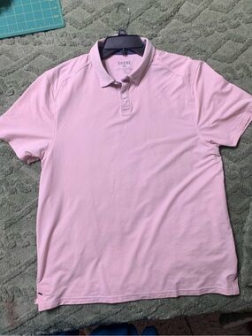 RHONE Men's Light Pink and white check Performance Polo